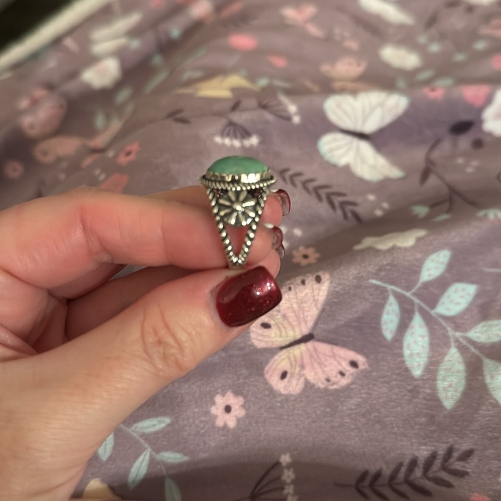 American west turquoise gem sterling silver ring size 8 - Picture 3 of 8